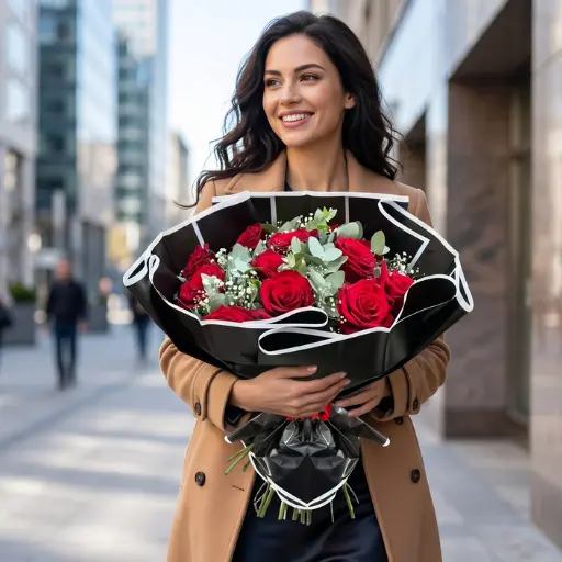 Ramo 12 rosas rojas importadas black